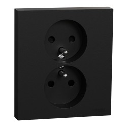 Odace Double prise 2P+T 16A avec plaque Noir - S941089