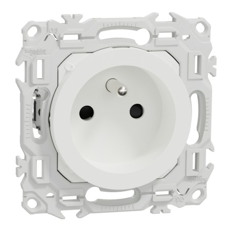 Odace Prise 2P+T 16A rénovation Blanc + Griffes