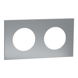 Odace Metal Plaque Titane support blanc 2 postes - S910704