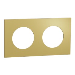 Odace Metal Plaque Laiton support blanc 2 postes - S911704