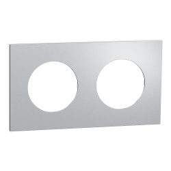 Odace Metal Plaque Alu support blanc 2 postes - S914704