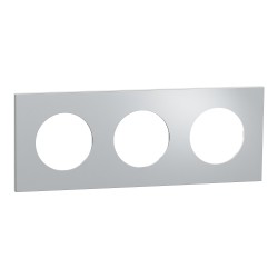 Odace Metal Plaque Alu support blanc 3 postes - S914706