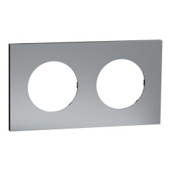 Odace Metal Plaque Titane support noir 2 postes - S915704