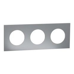 Odace Metal Plaque Titane support blanc 3 postes - S910706