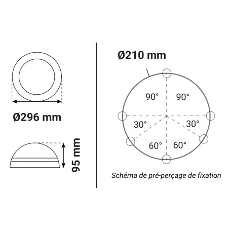 Plafonnier hublot LED 20W 4000K 300mm - MIIDEX 100625