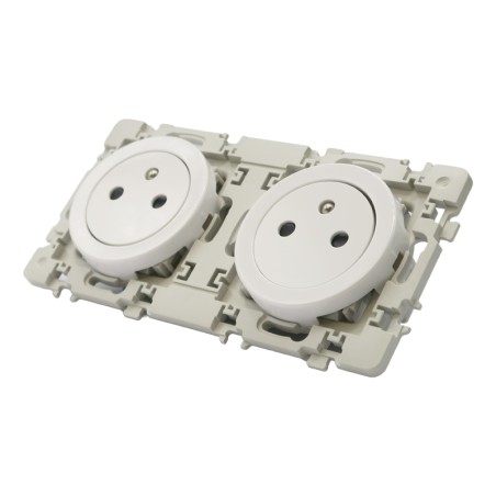 Prise de courant affleurante  EUROHM Square blanc double 2P+T 16A