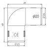 Diamètre Coude ouvrable pour tube IRL 20mm