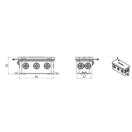 Dimension Boite de dérivation étanche 80x40 Gris