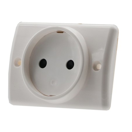 Prise à encastrer pour plinthe 2P 16A 250V blanc