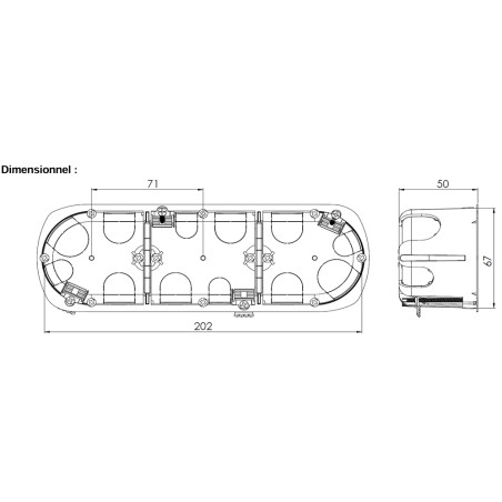 Dimensions Boîte triple multi-matériaux