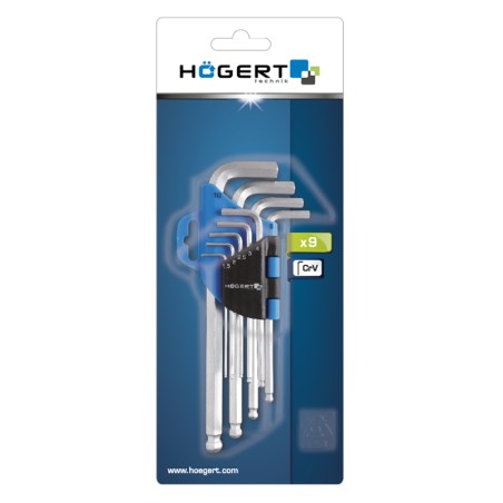 Clés 6 Pans jeu de 9 pièces acier chrome HOGERT HT1W804