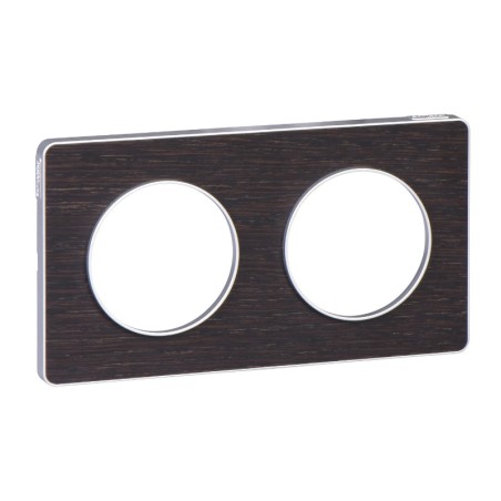 Plaque Wenge avec liseré Alu 2 postes, horiz. ou vert. Odace