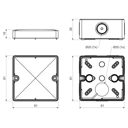 Boite dérivation étanche 80x80mm IP65 Noir