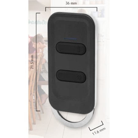 Dimensions Télécommande porte clé Design 2 touches POWER