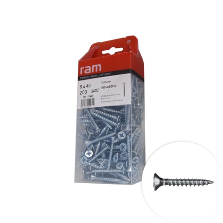 Vis Pozidriv tête fraisée 5x40mm 200 pcs