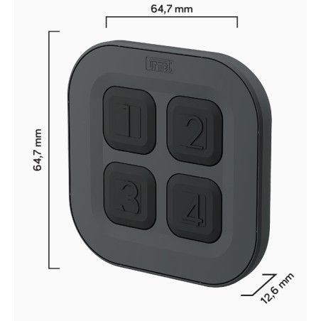 Dimensions Télécommande radio ZIGBEE à poser 4 touches