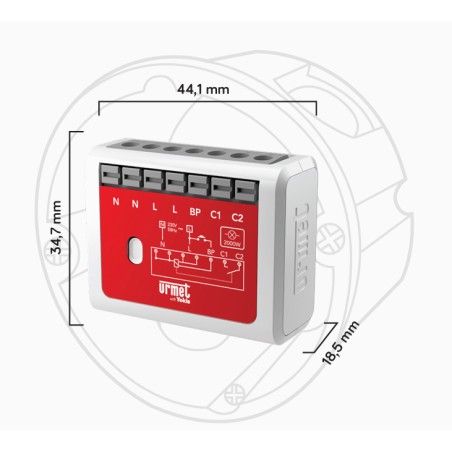 Dimension télérupteur temporisable radio