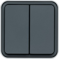 CUBYCO Double interrupteur saillie Gris - HAGER WNC040