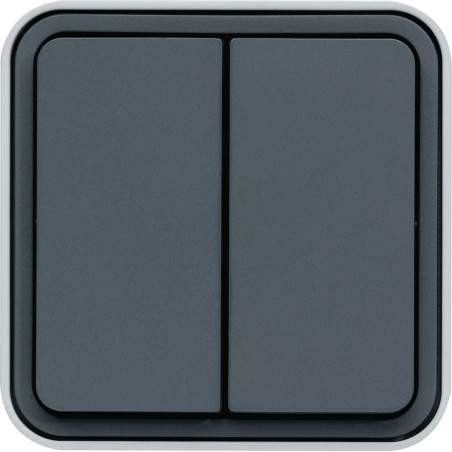 CUBYCO Double interrupteur saillie Gris