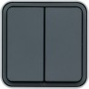 CUBYCO Double interrupteur saillie Gris
