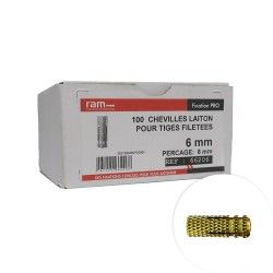 Chevilles metallique en laiton 6mm 100 pcs - RAM 66206