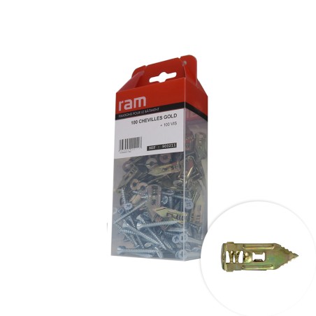 Cheville Gold placo avec vis 4x40mm