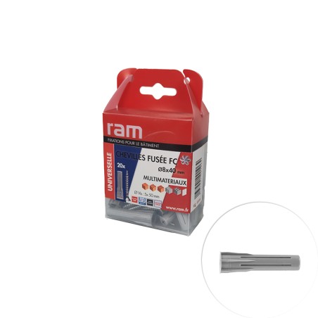 Cheville Multi-Materiaux 8mm avec vis 20 pcs