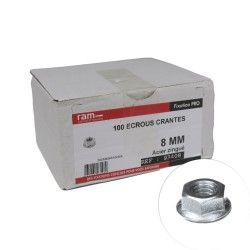 Ecrous à embase crantés 8 mm 100 pcs - RAM 93408