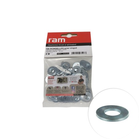 Rondelle en acier zingue 8x18 mm 100 pcs
