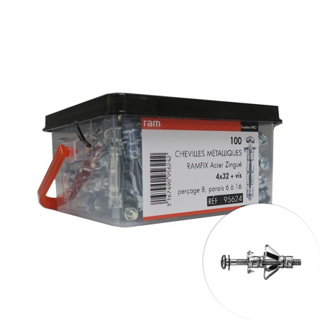 Cheville placo RAMFIX avec vis 4x32mm