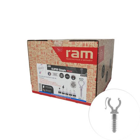 Collier Clipea simple tube 25mm Gris 50 pcs