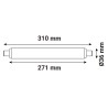 Dimension Tube LED S19 6W blanc chaud 3000K