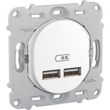 SCHNEIDER S261407 (F) Double chargeur usb 2.1 A, Composable, Ovalis