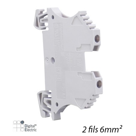 Bloc de jonction à vis 2 fils 6mm² gris