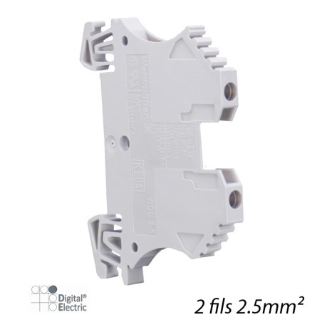 Bloc de jonction à vis 2 fils 2,5mm² gris