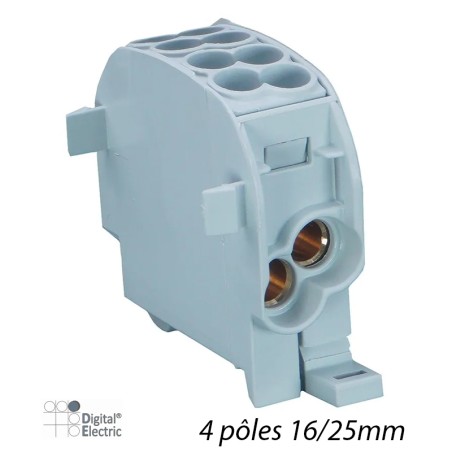 Blocs distribution gris 4 pôles 16/25mm