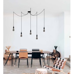 Suspension câble noir Octopus 5 douilles E27 ARLUX 300117