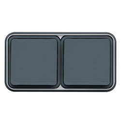 CUBYCO Double Prise horizontale encastré Gris - HAGER WNE122