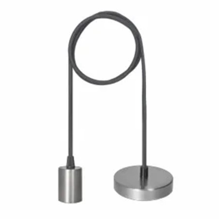 Suspension câble noir Joy acier brossé équipé de 1 douille E27 60W