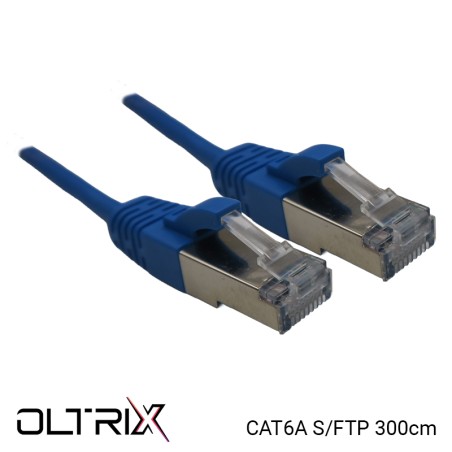 Câble Ethernet RJ45 Cat.6A S/FTP 300cm bleu