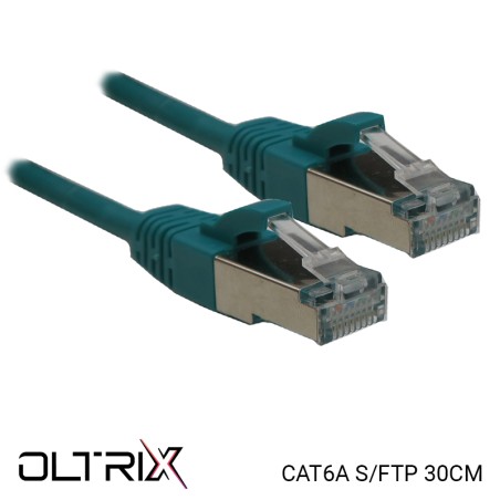 Câble Ethernet RJ45 Cat.6A S/FTP 30cm vert