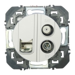 LEGRAND 600458 - Prise TV-SAT + RJ45, Catégorie6 STP compacte, Dooxie, Alu - FC