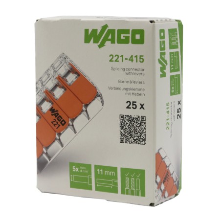 packaging Wago 221-415 Borne de connexion à levier 5x4mm 25 pièces