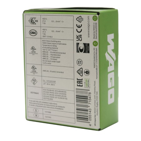 Wago 221-615 Borne de connexion à levier 5x6mm 15 pièces pour 5 fils