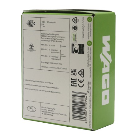 Wago 2273-202 Borne de connexion Mini 2x2,5mm 100 pièces pour 2 fils jusqu'à 2.5 mm²