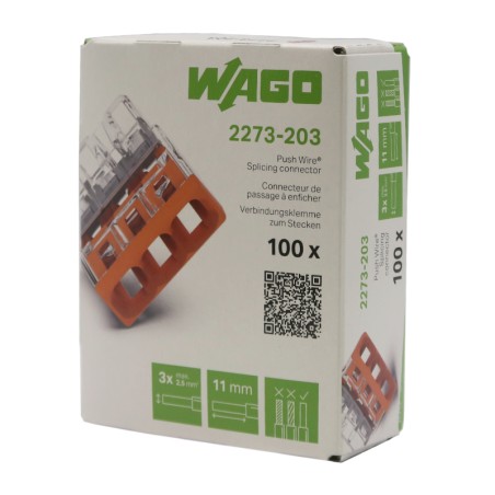 Wago 2273-203 Borne de connexion Mini 3x2,5mm 100 pièces pour 3 fils