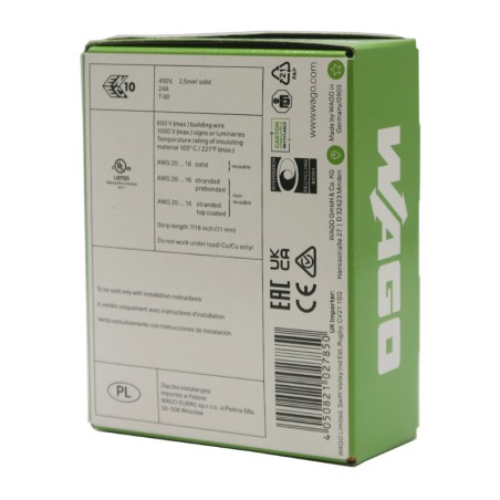 Wago 2273-203 Borne de connexion Mini 3x2,5mm 100 pièces pour 3 fils jusqu'à 2.5 mm²