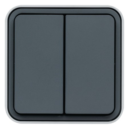 CUBYKO Double interrupteur saillie complet Gris étanche IP55