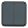 CUBYKO Double interrupteur saillie complet Gris étanche IP55