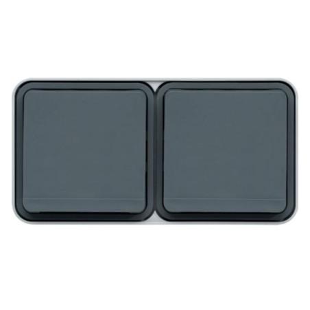 CUBYKO Double Prise 2P+T 16A horizontale complet Gris étanche IP55